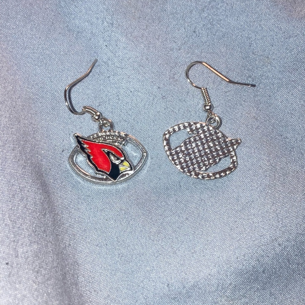 Arizona Cardinals Silver & Red Dangle Earrings
